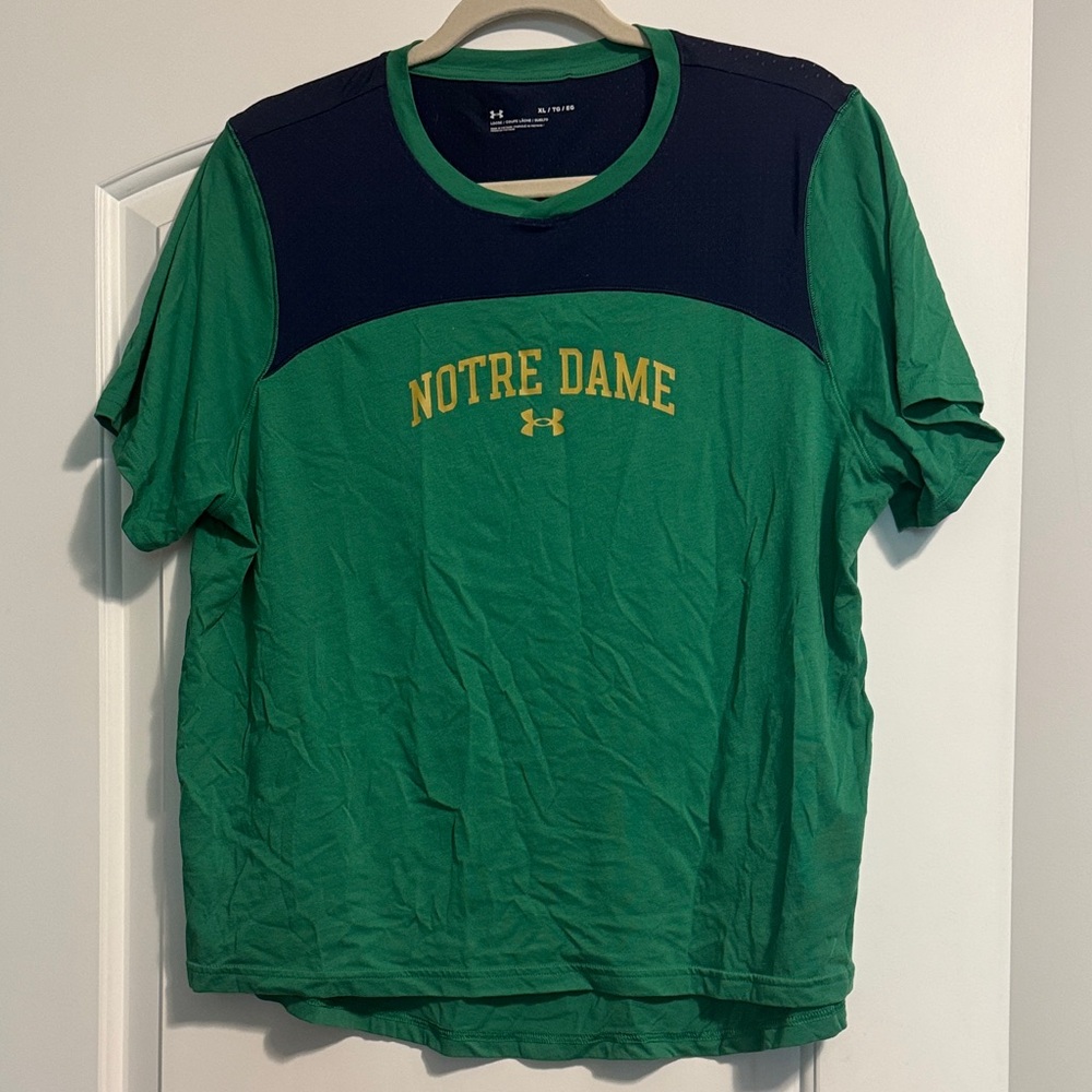 Under Armour Green and Navy Notre Dame Tee
